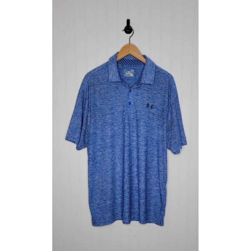 Under Armour Short Sleeve Polo Heatgear Loose Fit Men's size Large Heather Blue - Picture 7 of 8